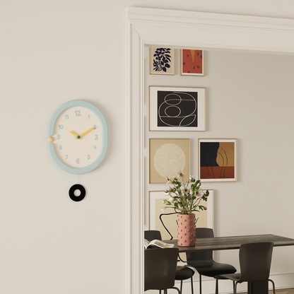 Oval Light Blue Wall Clock