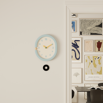 Oval Light Blue Wall Clock