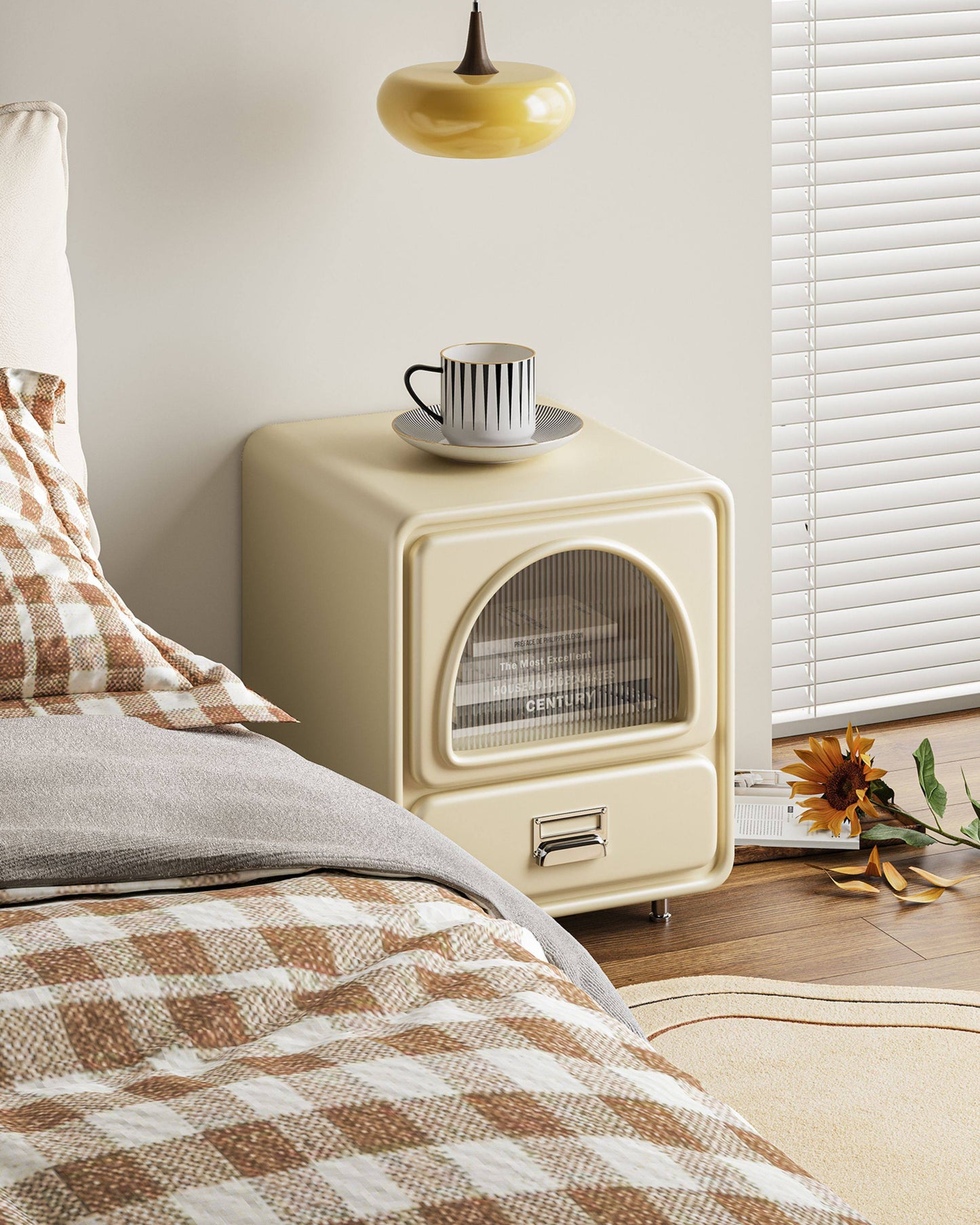 Cream White Bedside Cabinet