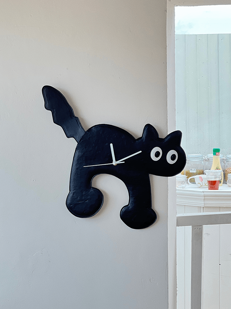 Black Cat Clock Wall Decor - HomeinFun