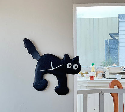 Black Cat Clock Wall Decor - HomeinFun