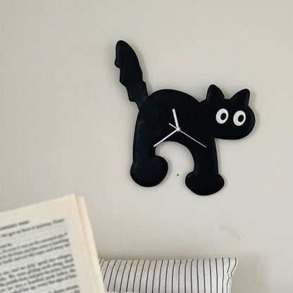 Black Cat Clock Wall Decor - HomeinFun