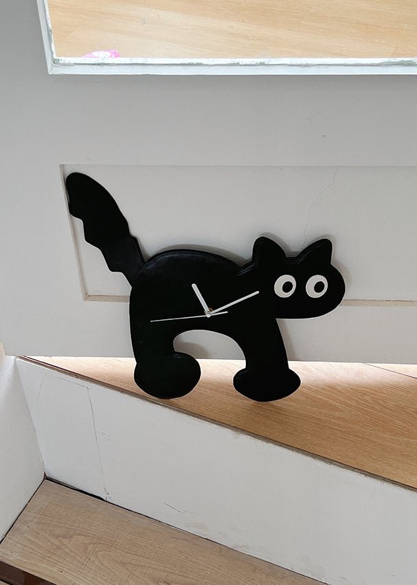 Black Cat Clock Wall Decor - HomeinFun