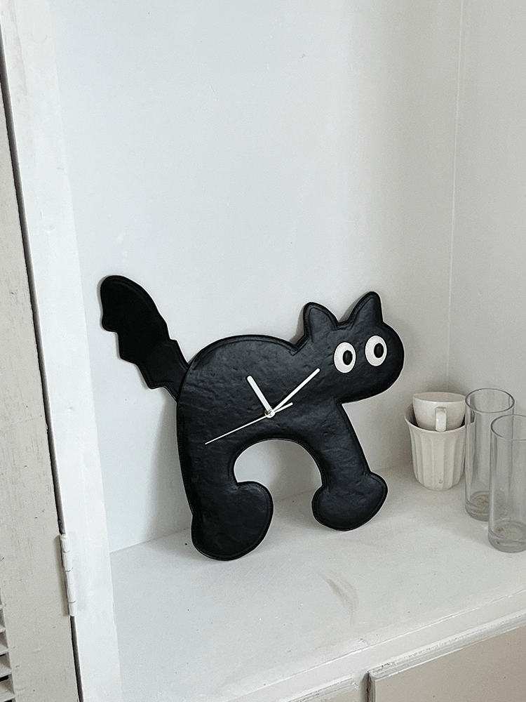 Black Cat Clock Wall Decor - HomeinFun