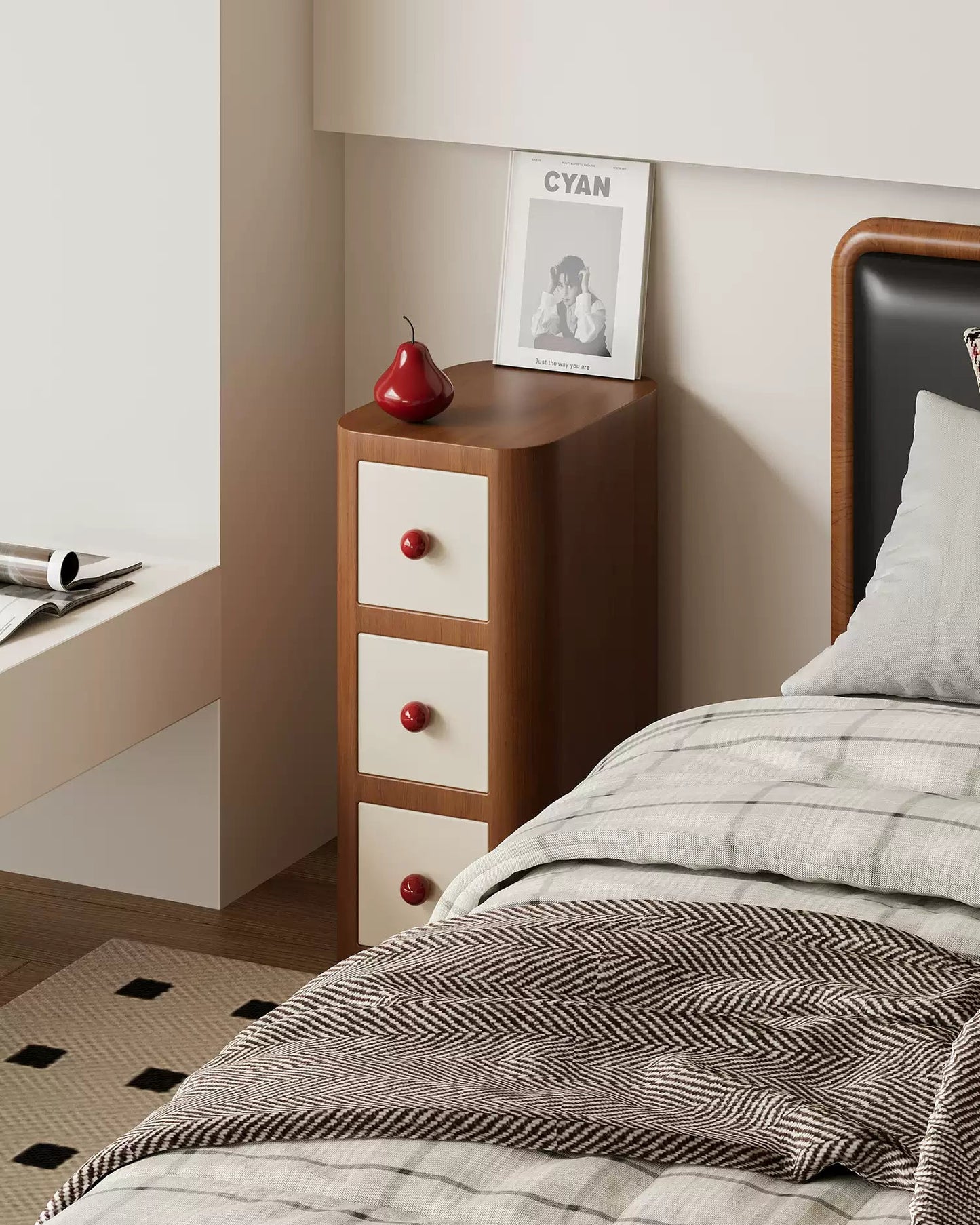 Pinocchio Style Narrow Nightstand