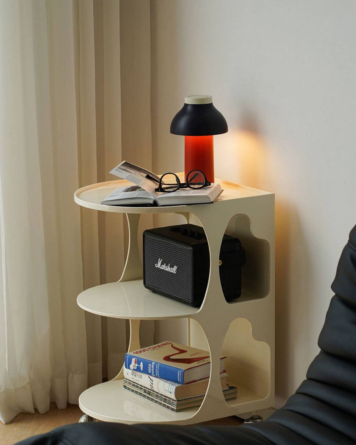Rolling Acrylic Side Table Bar Cart