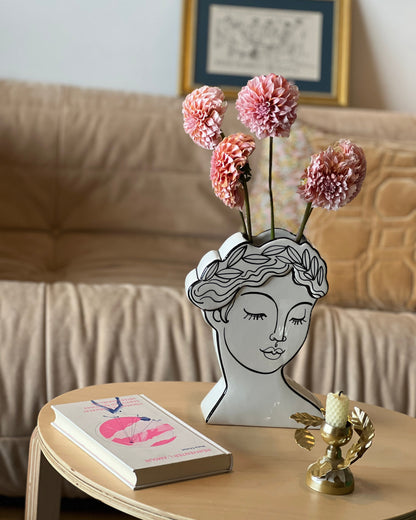 Muse Face Ceramic Vase