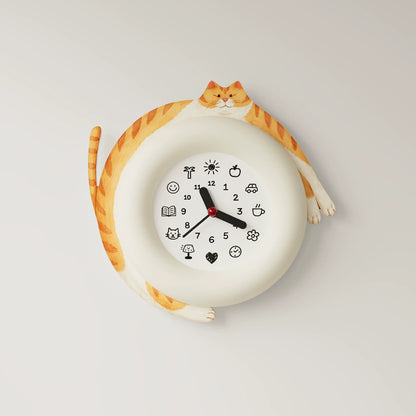 Cute Cat Hug Wall Clock