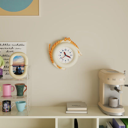 Cute Cat Hug Wall Clock