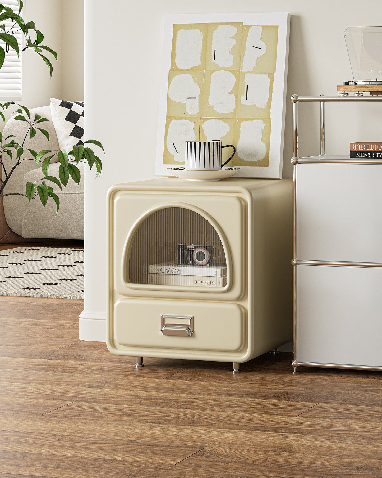 Cream White Bedside Cabinet