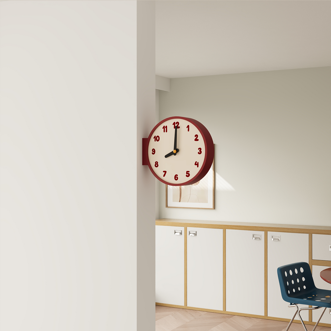 Functional Clock Corner View Double-Sided Clock