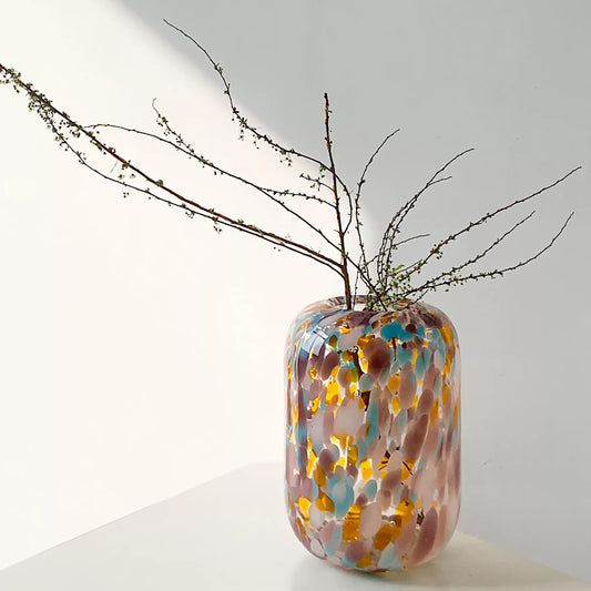 Colorful Polka-Dot Glass Vase