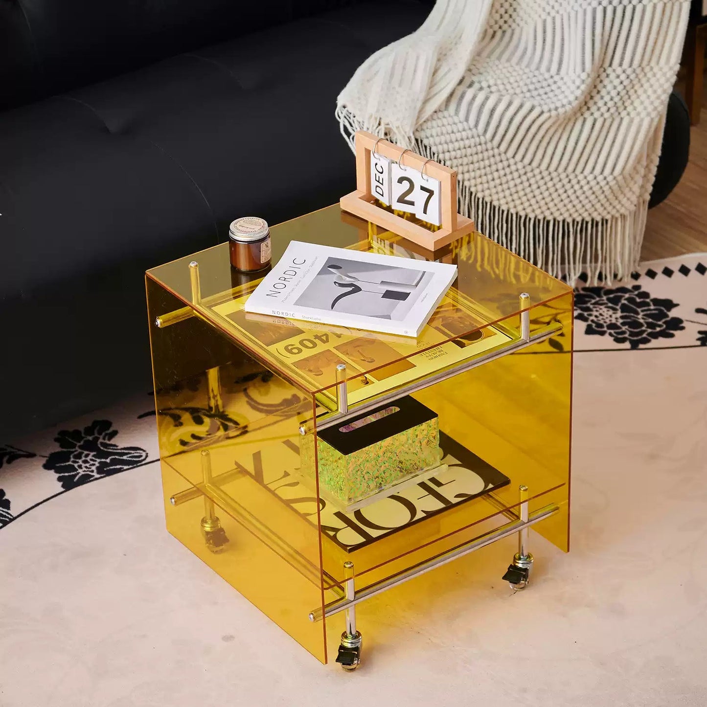 Acrylic Side Table Bar Cart
