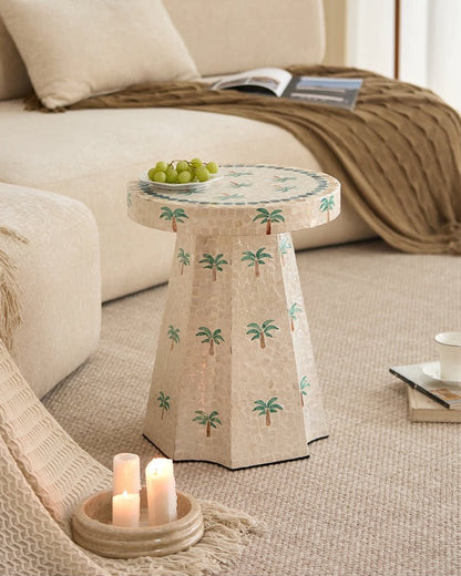 Palm Shell Mosaic Side Table