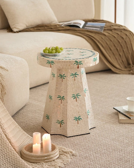 Palm Shell Mosaic Side Table