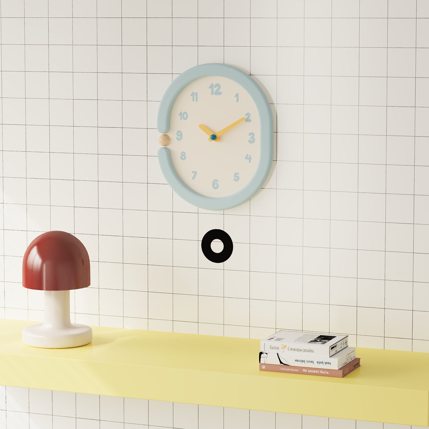 Oval Light Blue Wall Clock
