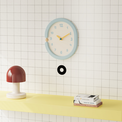 Oval Light Blue Wall Clock