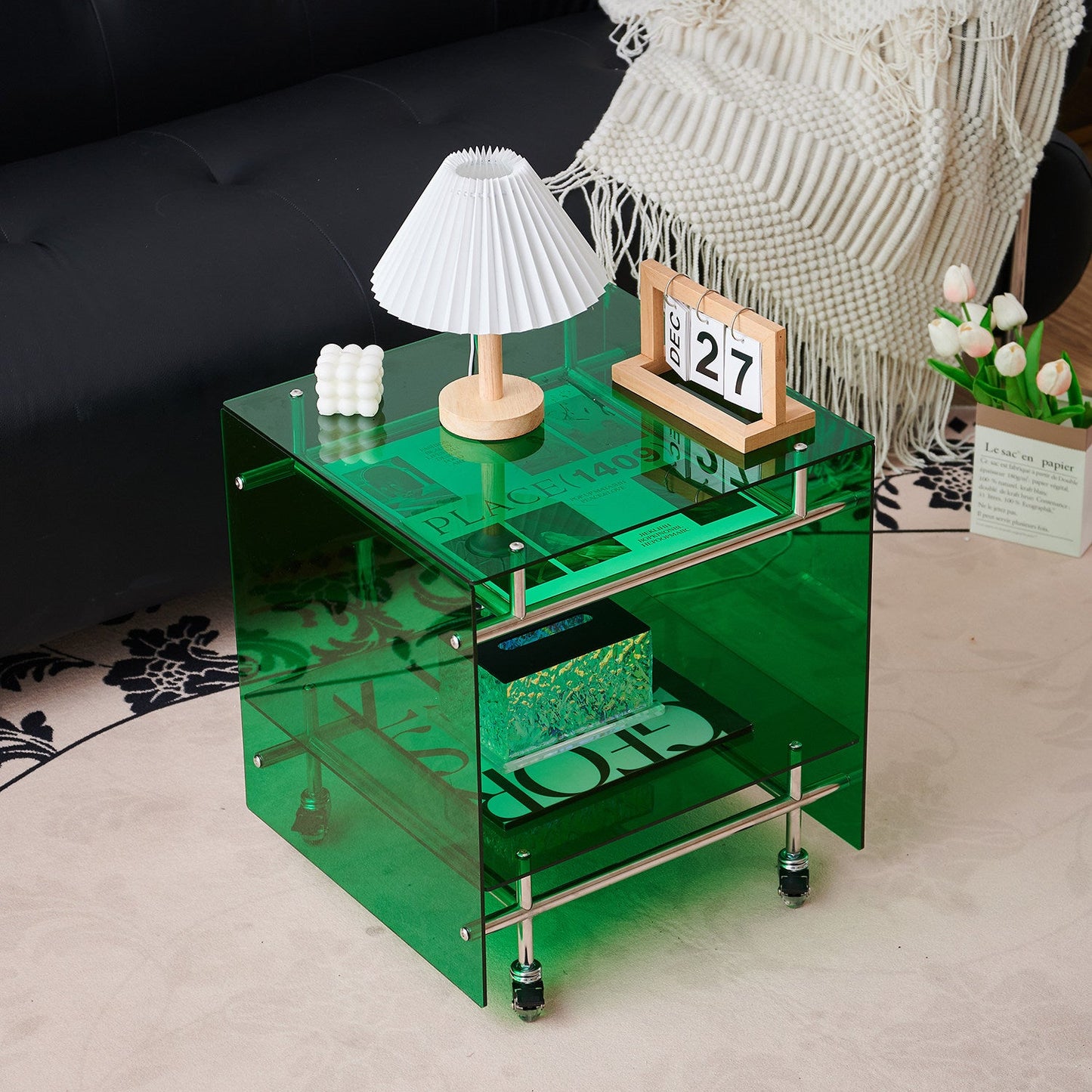 Acrylic Side Table Bar Cart