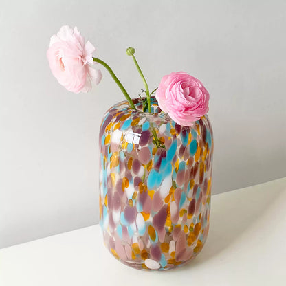 Colorful Polka-Dot Glass Vase