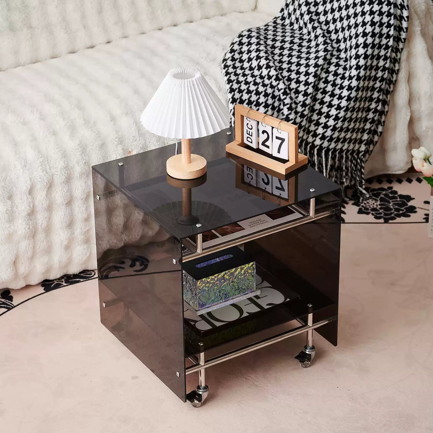Acrylic Side Table Bar Cart