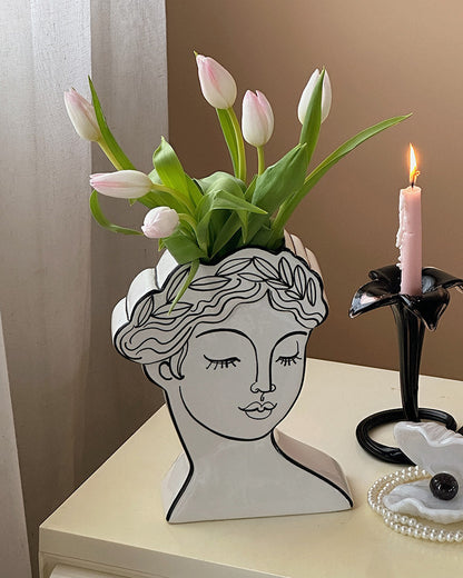 Muse Face Ceramic Vase
