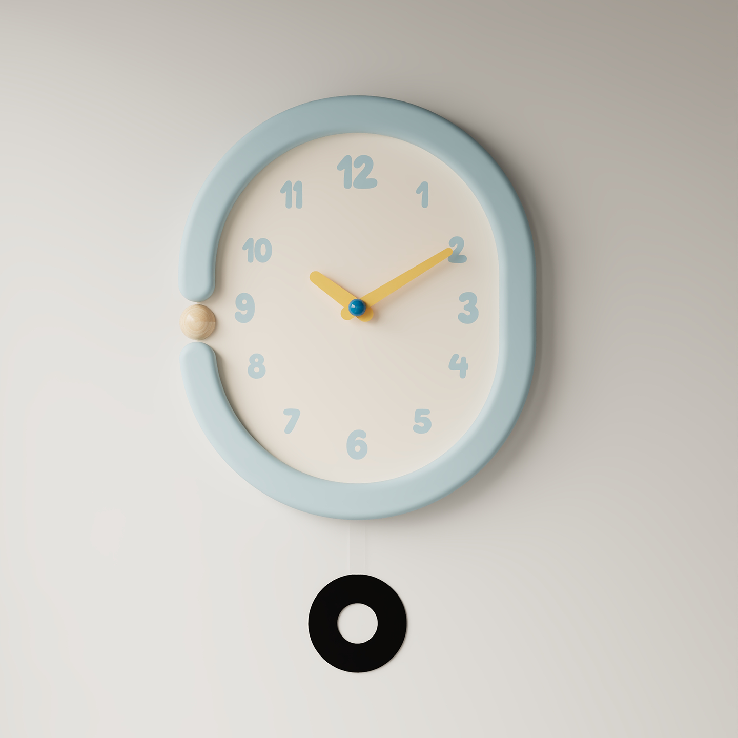 Oval Light Blue Wall Clock