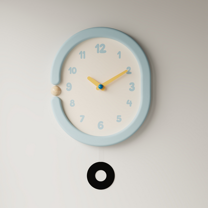 Oval Light Blue Wall Clock