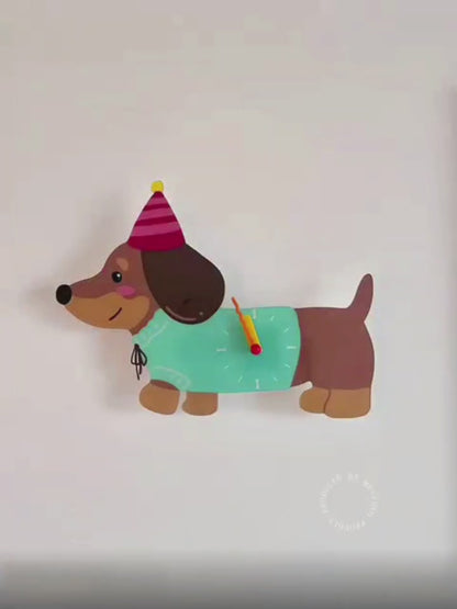 Playful Dachshund Doggy Wall Clock