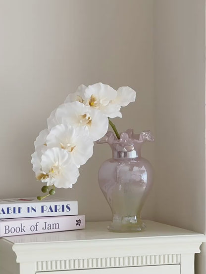 Peach/Purple Glass Flower Vase