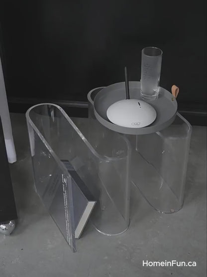 Curved Acrylic Side Table End Table