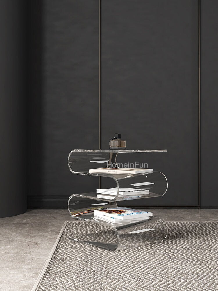 Curved Acrylic Side Table End Table