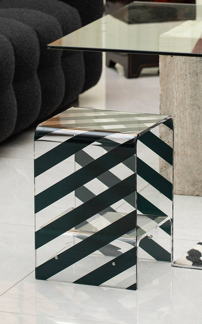 Stripe Acrylic Nightstands Side Table