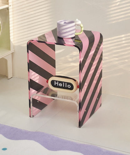 Stripe Acrylic Nightstands Side Table