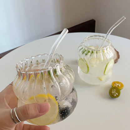 Glass Coffee Cup with Straw