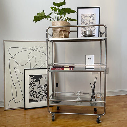 Stainless Steel Bar Cart with Wheels