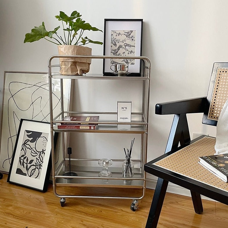 Stainless Steel Bar Cart with Wheels