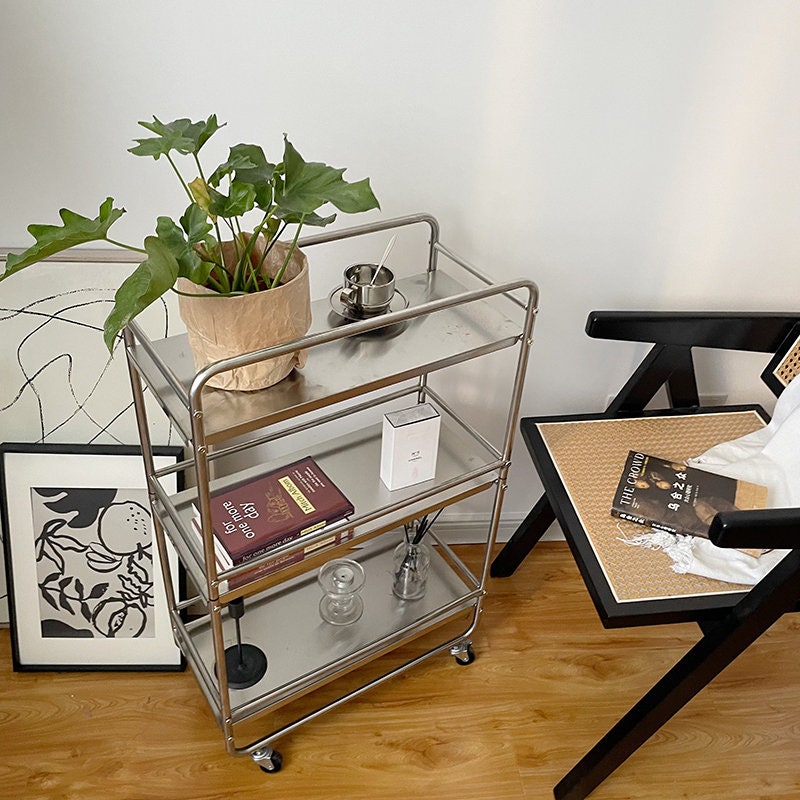 Stainless Steel Bar Cart with Wheels