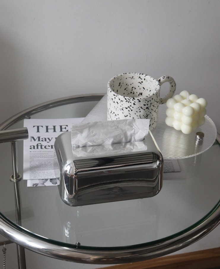 Silver Decorative Tissue Box Cover