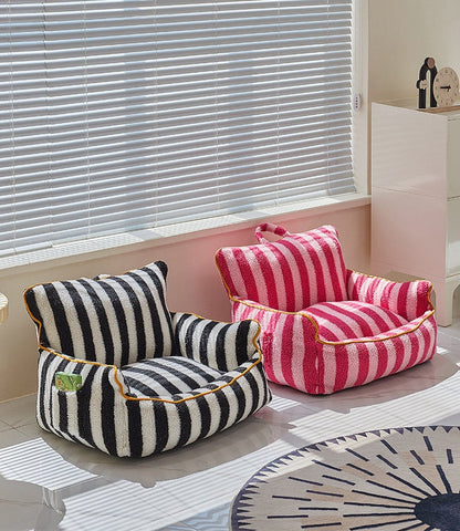 Cute Striped Lazy Sofa Pet Chair