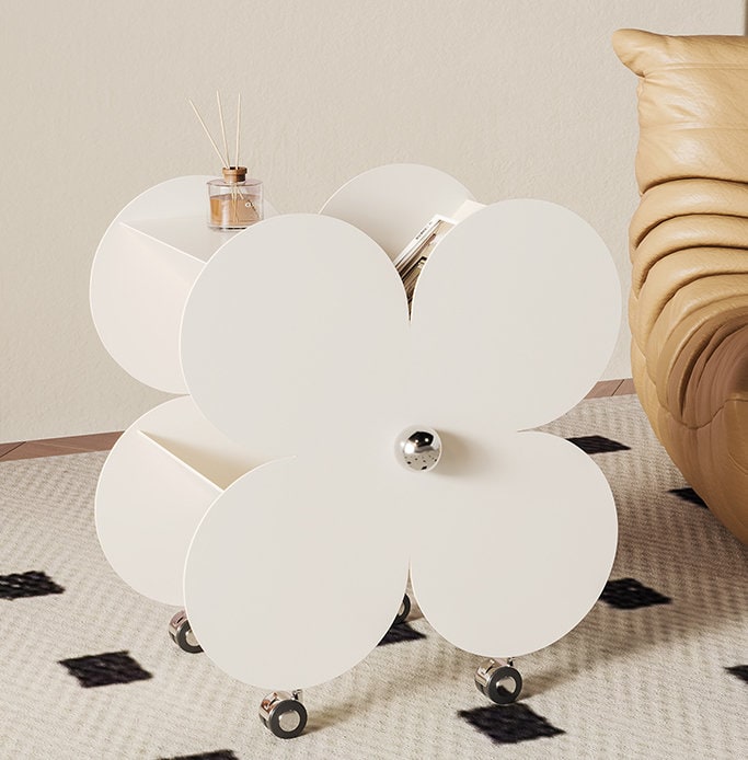 Flower Side Table Mobile Cart