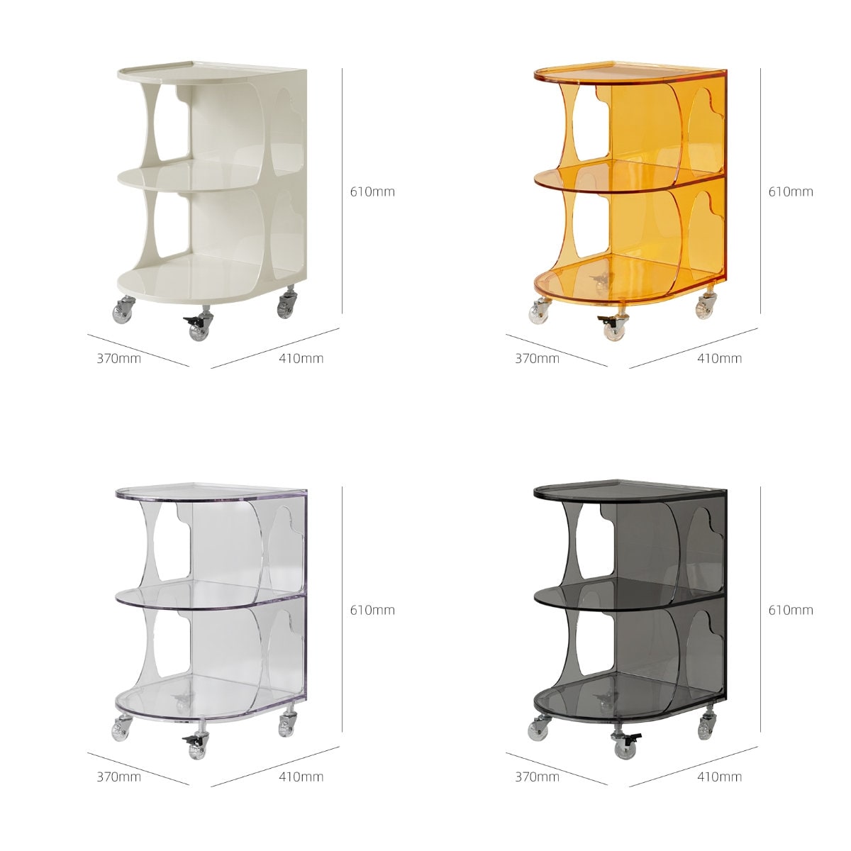 Rolling Acrylic Side Table Bar Cart