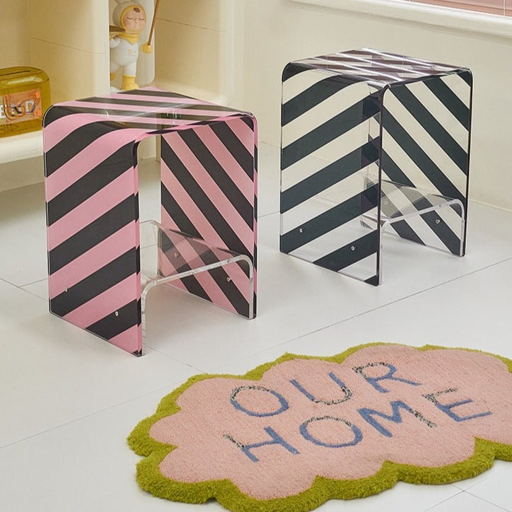 Stripe Acrylic Nightstands Side Table