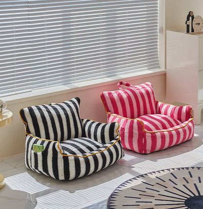 Cute Striped Lazy Sofa Pet Chair