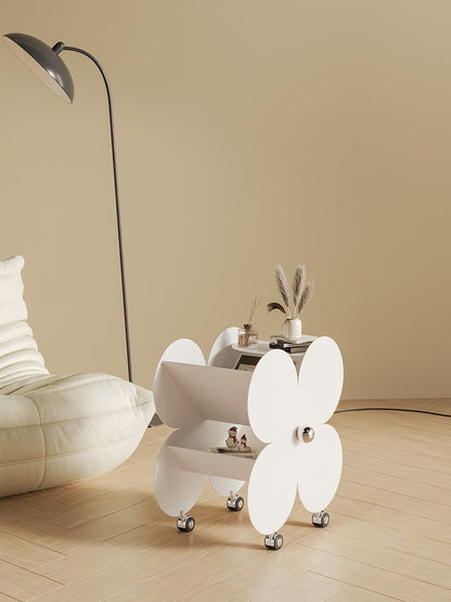 Flower Side Table Mobile Cart