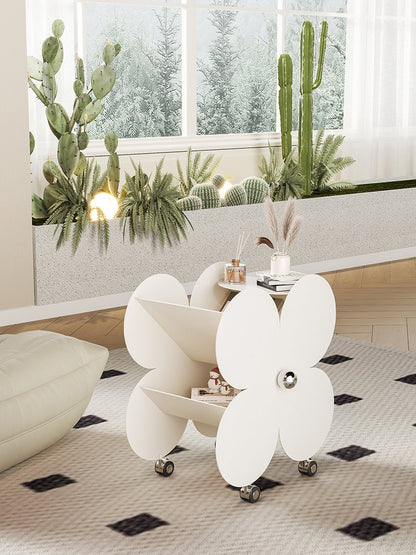 Flower Side Table Mobile Cart