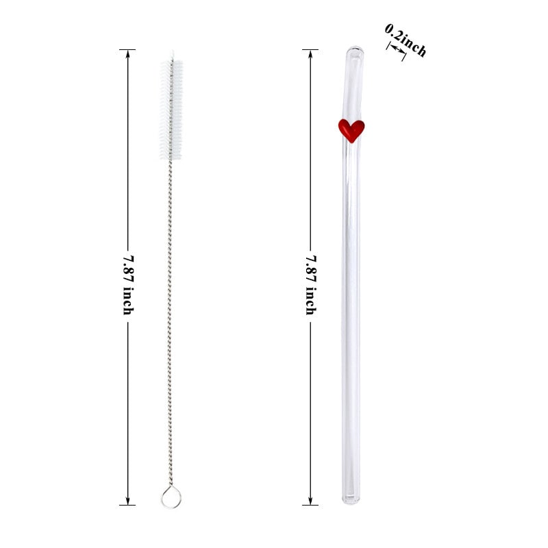 Heart/Butterfly 7PCS Reusable Glass Straw